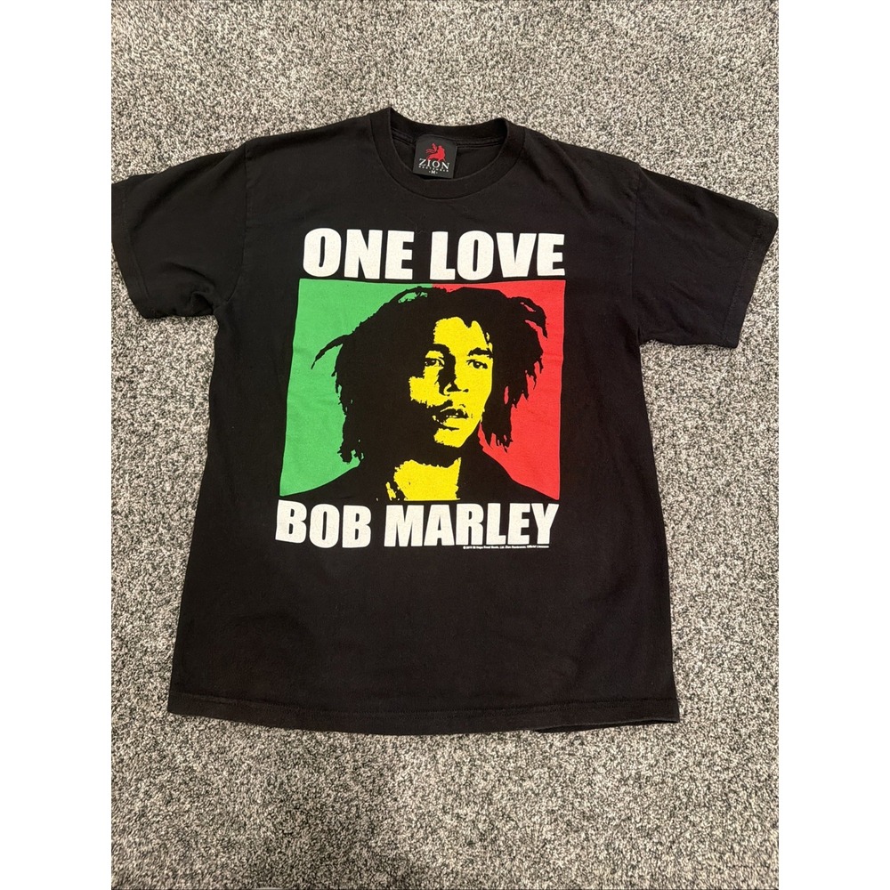 Vtg Bob Marley One Love Graphic Tee Shirt Medium Black Zion Rootswear Reggae